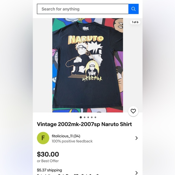 Vintage 2002mk-2007sp Naruto Shirt - Picture 6 of 6